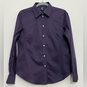 Devon & Jones Purple Button Down Shirt M NWOT Stretch Career Blouse